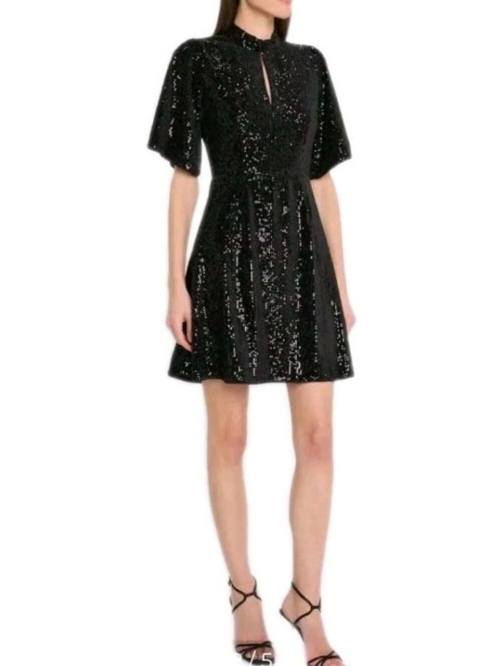 Johnny Was Women's Size 4 Black Eve Cutout Mock-Neck Sequin Mini Dress Msrp $350